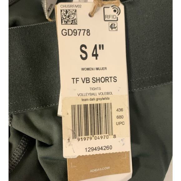 Adidas Women's SMALL 4" Techfit Volleyball Shorts, Dark Gray - Picture 5 of 5